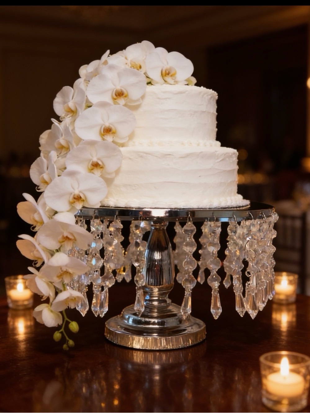 🌸Silver & Crystal Cake Stand with Crystal Drops💎🎂